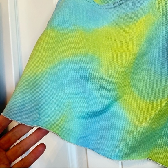 NWT WeWoreWhat flare bell short stretch twill denim tie dye women 27 - Picture 13 of 14